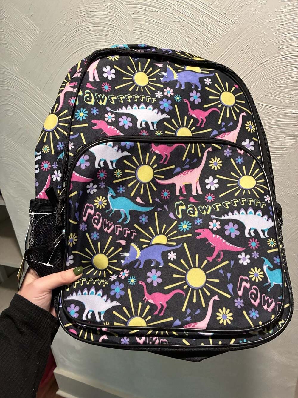 Wonder Nation Fossil Garden 17" Dinosaur Backpack Black